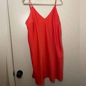 red satin flowy dress